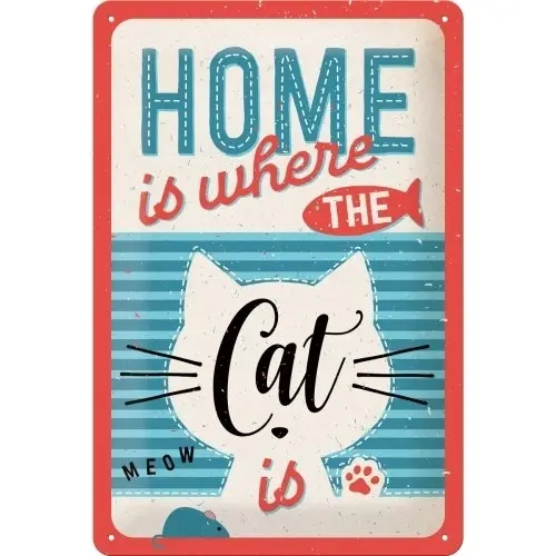 Nostalgic Art 20x30cm Metal Wall Hanging Sign Home is Where the Cat is Decor - Home & Garden