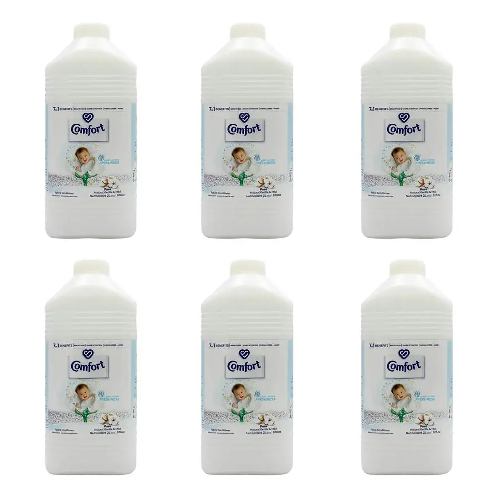 6x Comfort Fabric Conditioner Pure Natural Gentle Mild Hypoallergenic Care 2L - Home & Garden