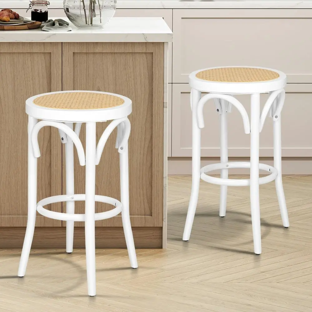 Alfordson Bar Stools Sets of 2 Rattan Mesh Seat White - Shop Dining Chairs & Bar Stools