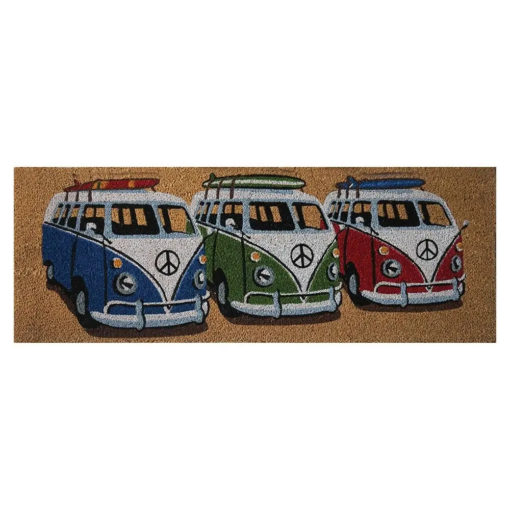 Solemate Premium Coir 3 Kombi's Mat Fair Trade Handloomed 39x119cm Green & Red - Home & Garden