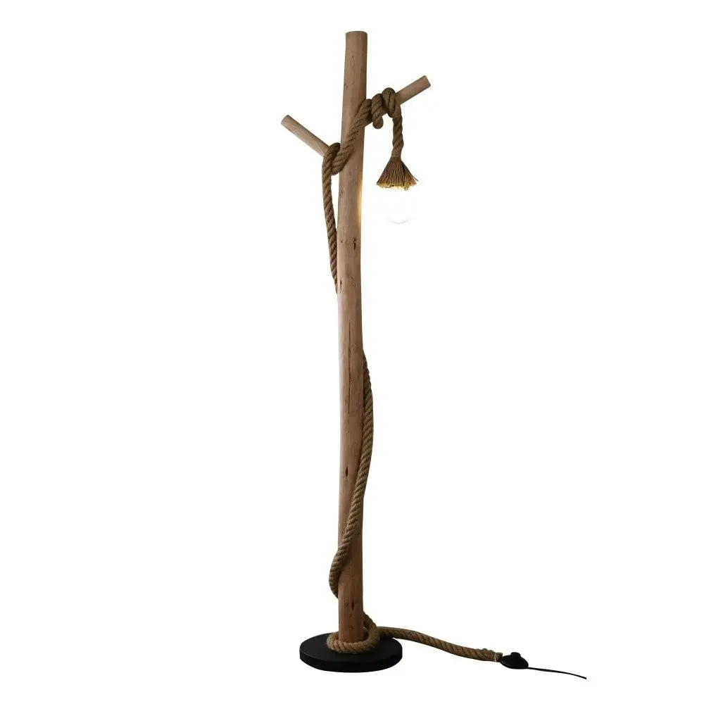Birk Minimalist Wood Hanger Floor Lamp Light Natural - Home & Garden