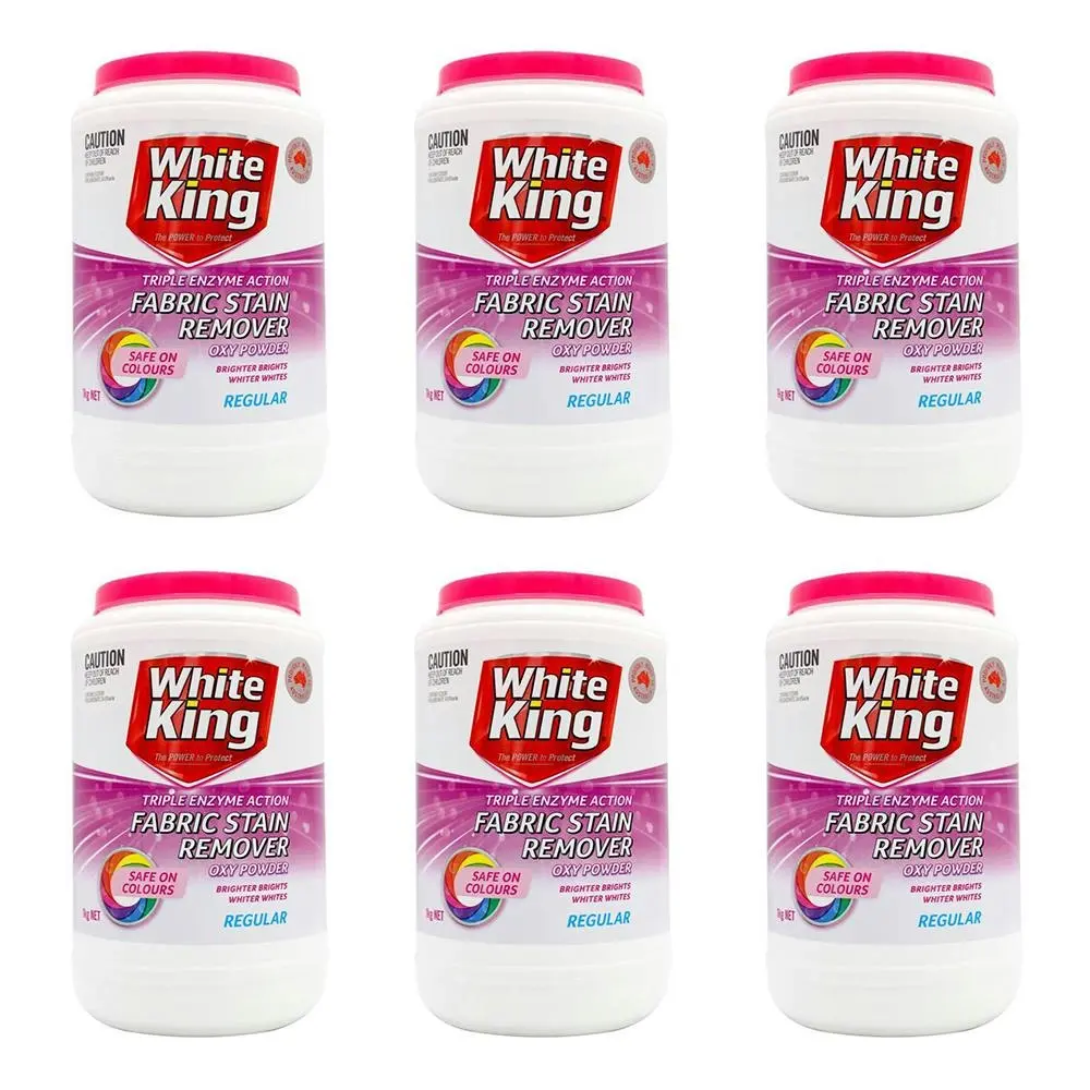 6x White King Fabric Stain Remover Oxy Powder Safe On Colours Effective 1kg - Home & Garden