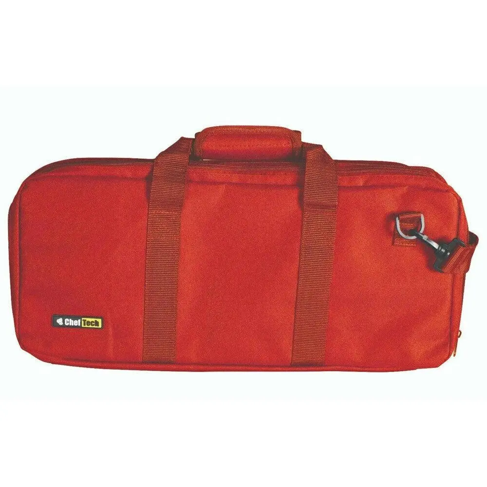 Cheftech 18 Pocket Knife Roll Storage Knives Bag w/ Strap | Red - Home & Garden
