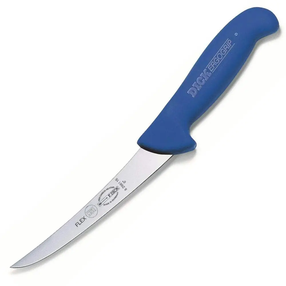 F DICK Ergogrip Curved Flexible 6" / 15cm Boning Knife 8298115 | Blue - Home & Garden