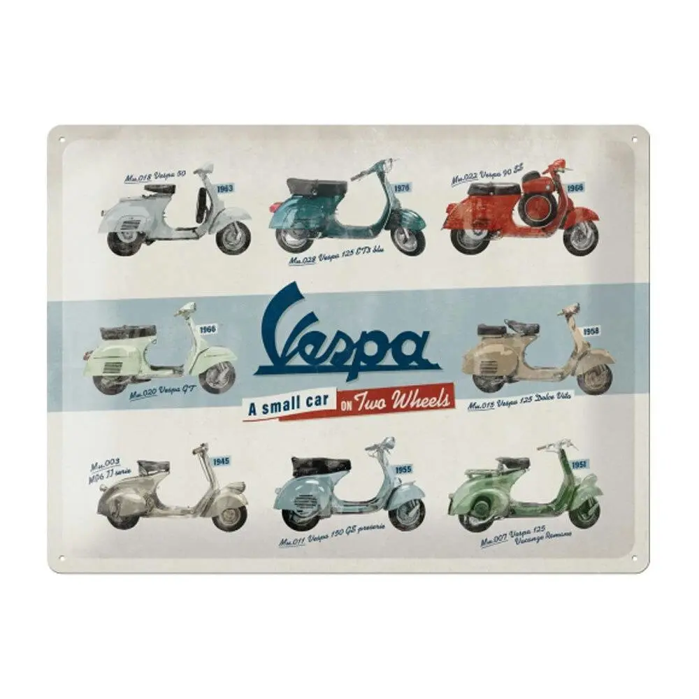 Nostalgic Art 30cm Large Sign Vespa Model Chart Steel Decor for Home/Office/Cafe - Home & Garden