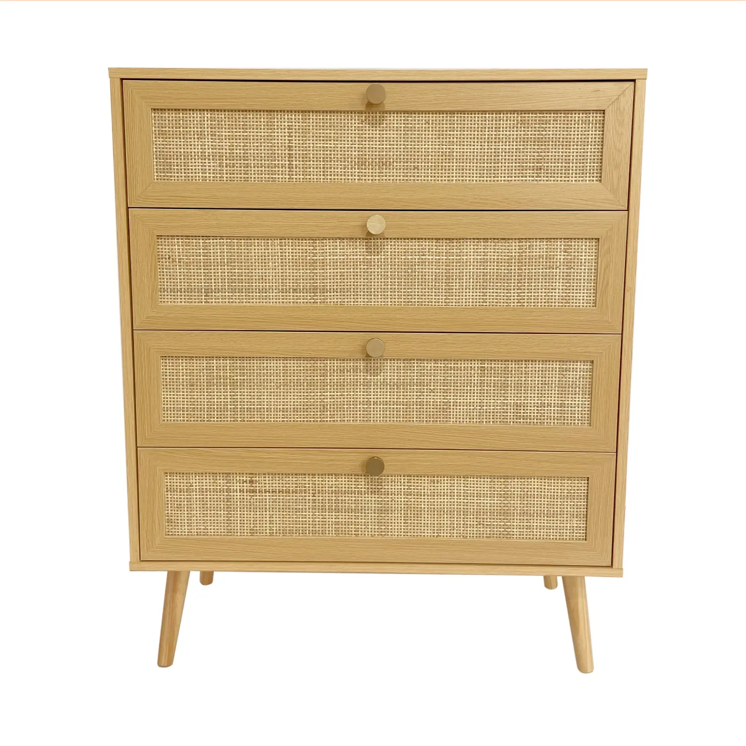 Foret Rattan 4 Chest Of Drawers Dresser Storage Cabinet Lowboy Bedroom Natural - Furniture