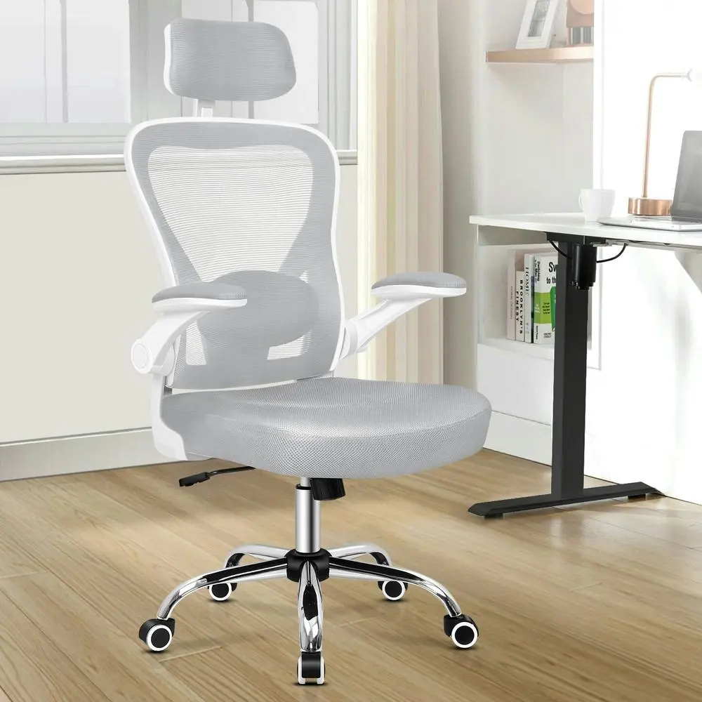 Alfordson Mesh Office Chair Executive Fabric White Grey - Save up to 70% Off Office Furniture Specials