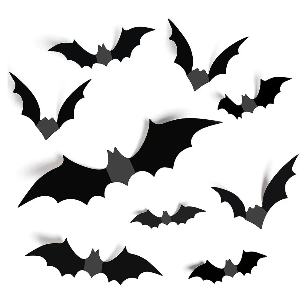 144 Pcs Halloween Decorations 3D Bats Wall Decor Halloween Party Bats Stickers - Home & Garden