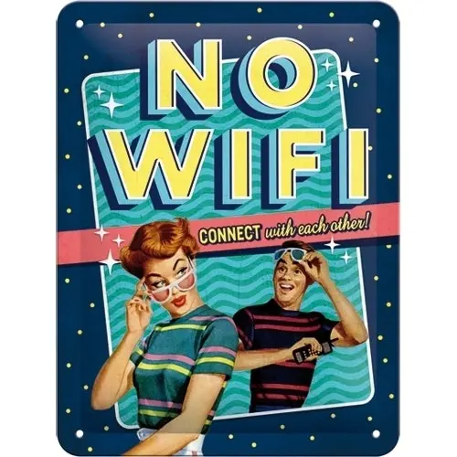 Nostalgic Art 15x20cm Small Wall Hanging Metal Sign No WiFi Home/Cafe Decor - Home & Garden