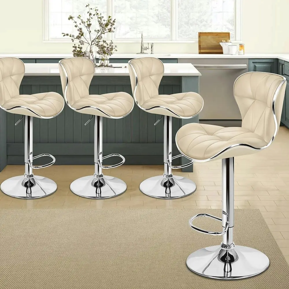 Alfordson Bar Stools Triangle Motif Beige Luna x4 - Furniture