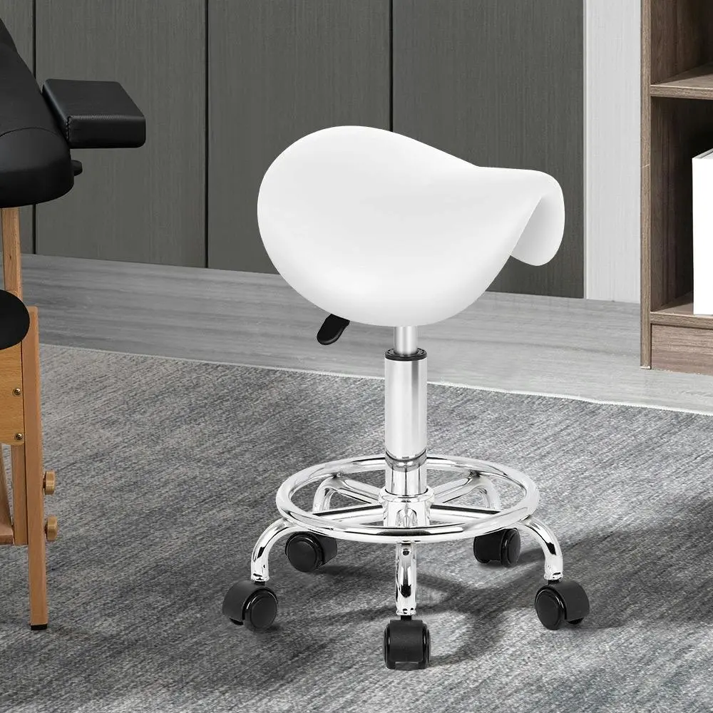 Alfordson Salon Stool Saddle Swivel Barber Hair Dress Chair Sierra White - Commercial