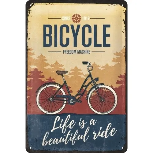Nostalgic Art 20x30cm Metal Wall Hanging Sign Bicycle Beautiful Ride Home Decor - Home & Garden