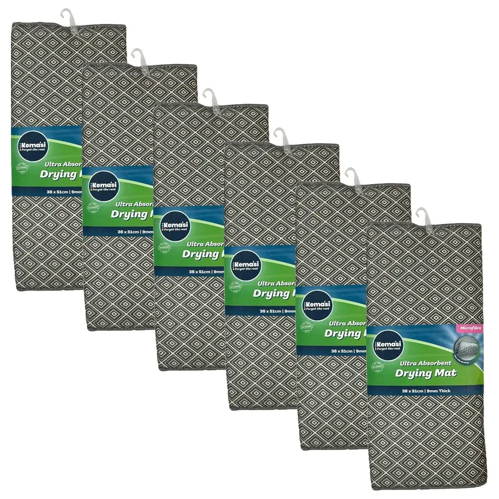 6x kemasi Kitchen Dishwashing Sink Drying Mat Microfibre Home Cleaning Assorted - Home & Garden