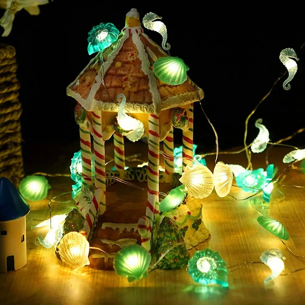 3D Starfish String Lights Battery Powered Beach Ocean String Led Fairy Lamp - Home & Garden