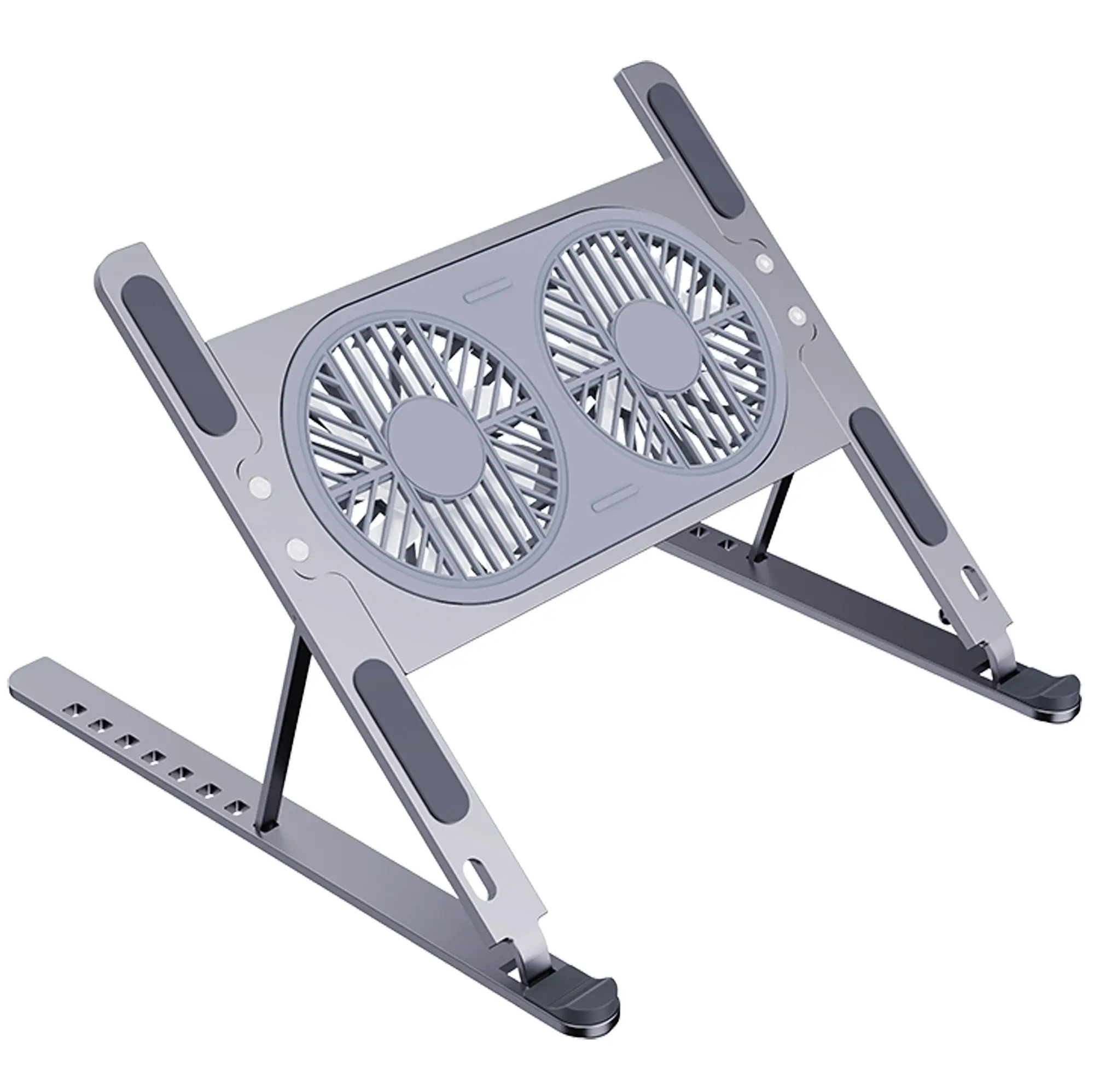 Folding Laptop Radiator Fan Cooling Pad Aluminum Alloy Desk Stand Adjustable Height Tablet Holder - Electronics
