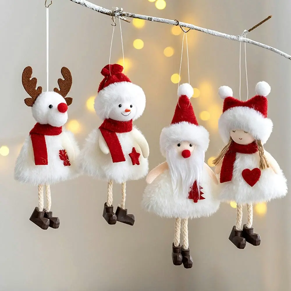 4Pcs Christmas Plush Doll Santa Claus Snowman Elk Angel Xmas Tree Ornaments - Up to 60% Off Christmas Decoration Specials
