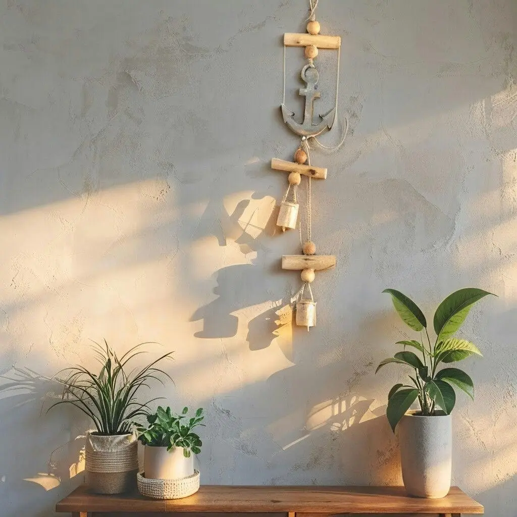 Willow & Silk Handmade 60cm Hanging Nautical String Anchor Bells Decor - Home & Garden