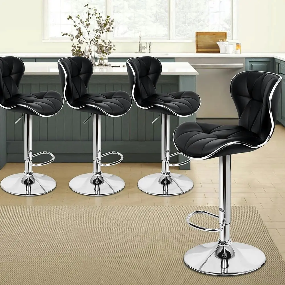Alfordson Bar Stools Triangle Motif Black Luna x4 - Furniture