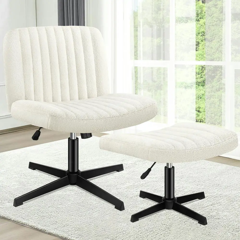 Alfordson Office Chair with Ottoman Boucle White - Furniture