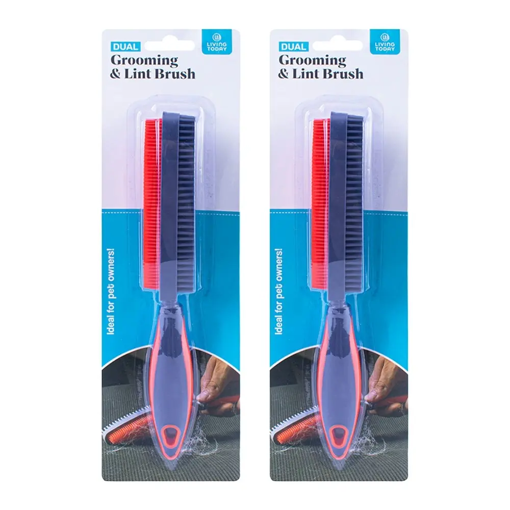 2x Living Today Silicone Dual Grooming And Lint Brush Pets/Clothing 26x4x5cm - Home & Garden
