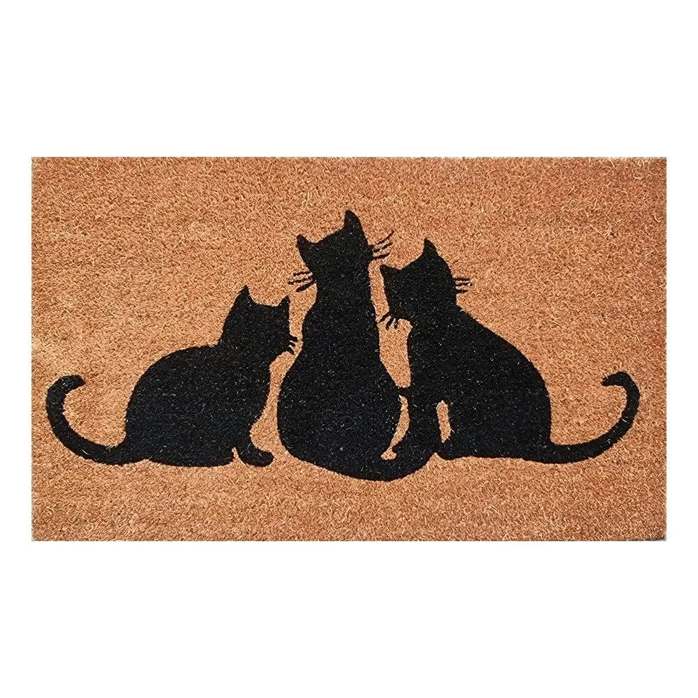 Solemate Latex Backed Coir Cats Design 45x75cm Slim Outdoor Stylish Doormat - Home & Garden