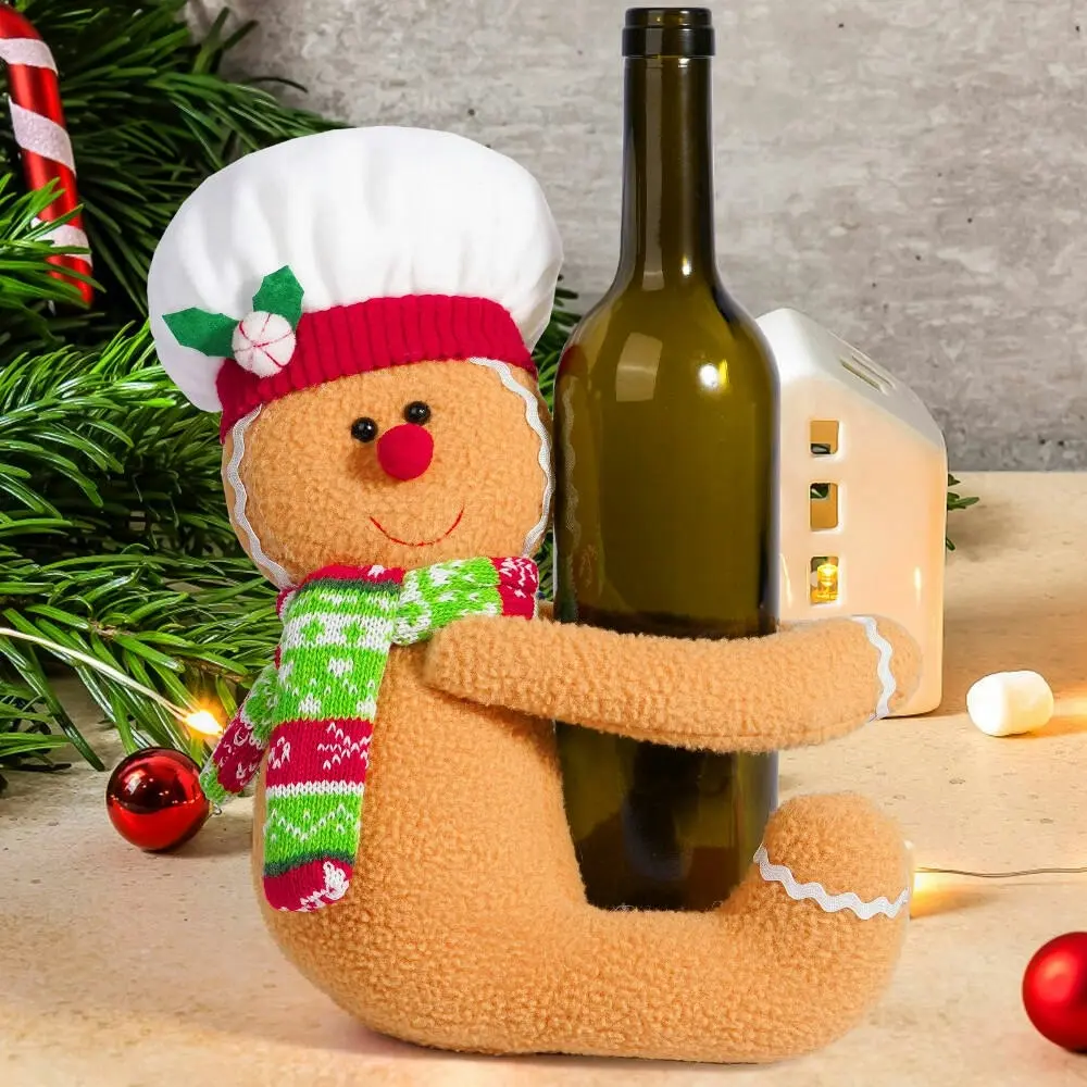 Gingerbread Tree Topper Decor Xmas Hugger Doll Wine Bottle Curtain Ornaments - Home & Garden