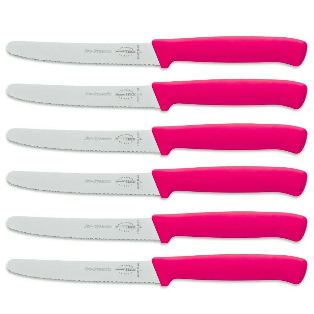 F DICK Fdick Micro Serrated Utility Steak Knives Knife Tomato Pink X 6 - Home & Garden