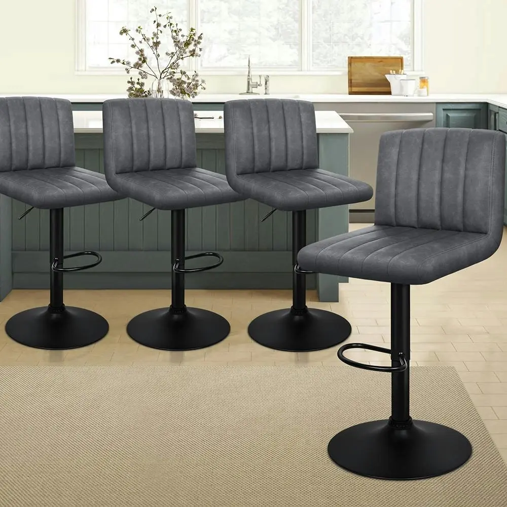 Alfordson 4X Bar Stools Stripe Pattern Stools Grey Macias - Furniture