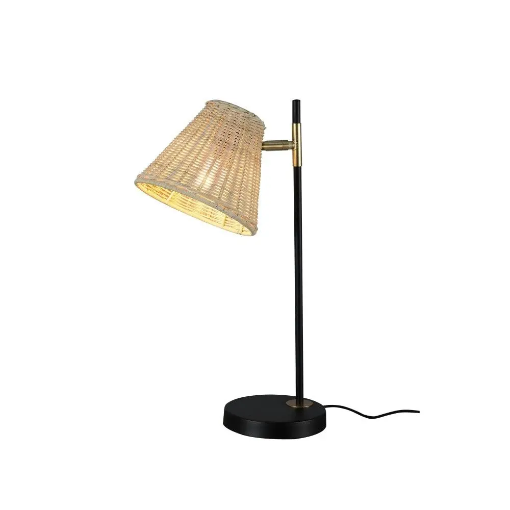 Lisa Classic Woven Rattan Shade Table Lamp Light Black Natural - Health