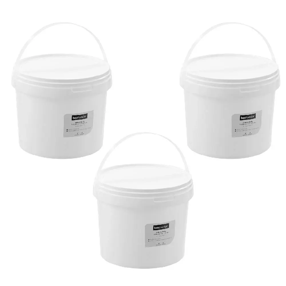 3x Boxsweden 5L Heavy Duty Handled Pail Bucket Home/Garden Container Tub White - Home & Garden