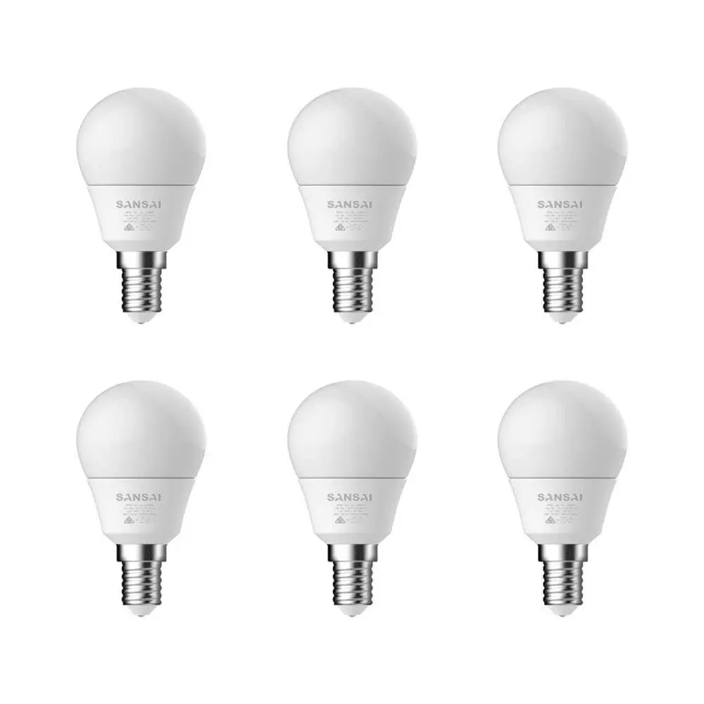 6x Sansai Home Fancy Round LED 425lm Light Bulb G45 5W E14 Cool White 6500K - Home & Garden