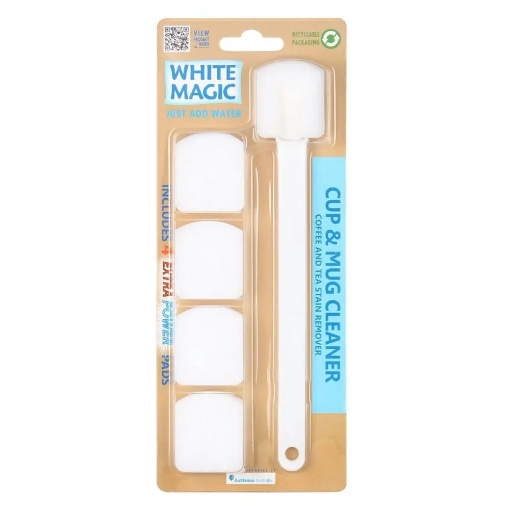 White Magic Cleaner Stain Remover w/ 4 Sponges For Coffee/Tea Cup & Mug White - Home & Garden