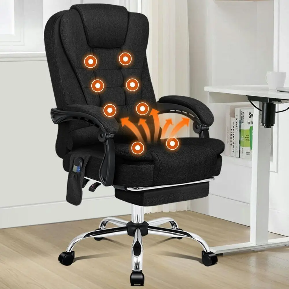 Alfordson Office Chair Massage Heat Seat Fabric Black - Furniture