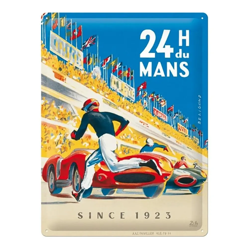 Nostalgic Art 30x40cm 24h Le Mans Racing Poster Large Sign/Plaque Decor Blue - Home & Garden