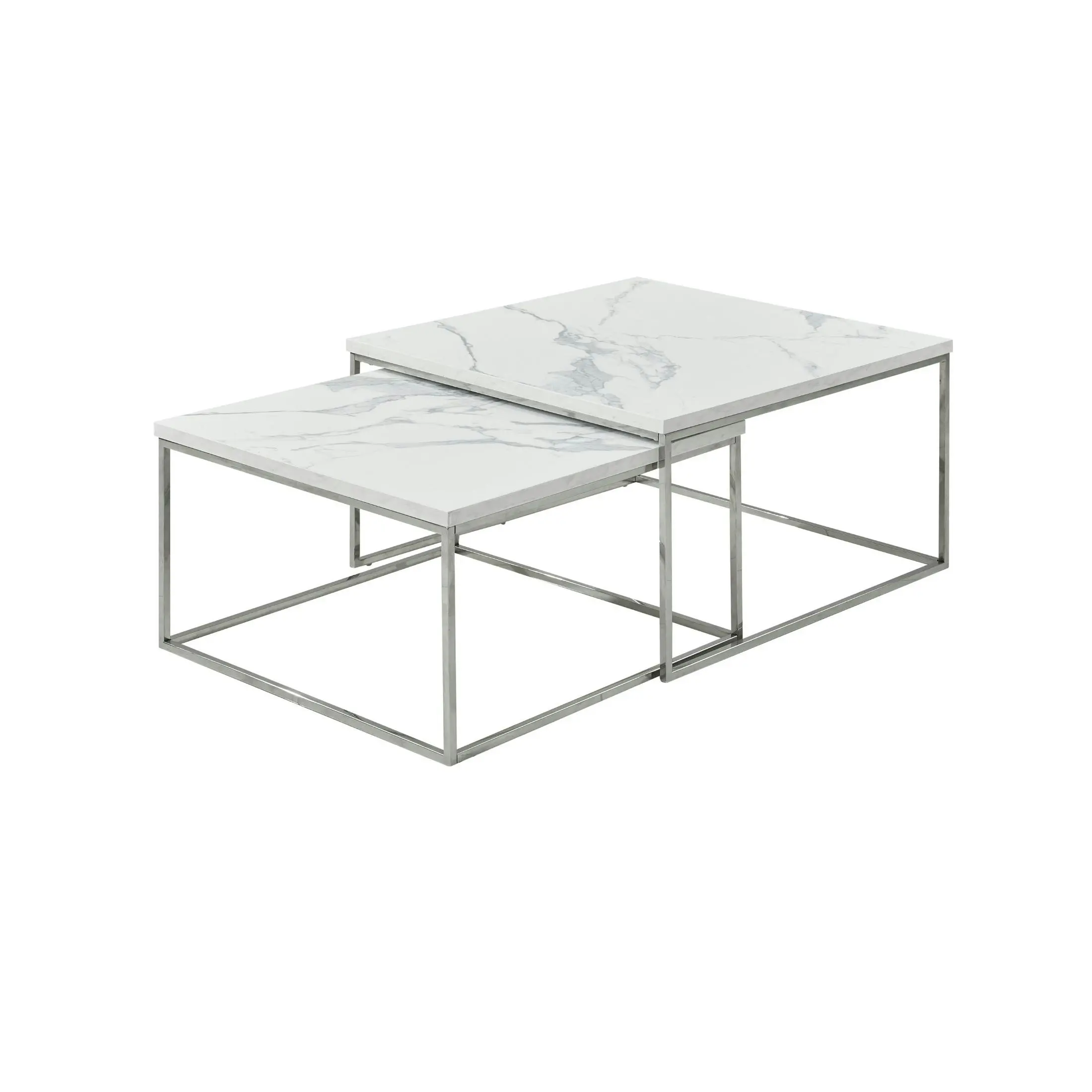 Karma Square Coffee Table Set - Marble white