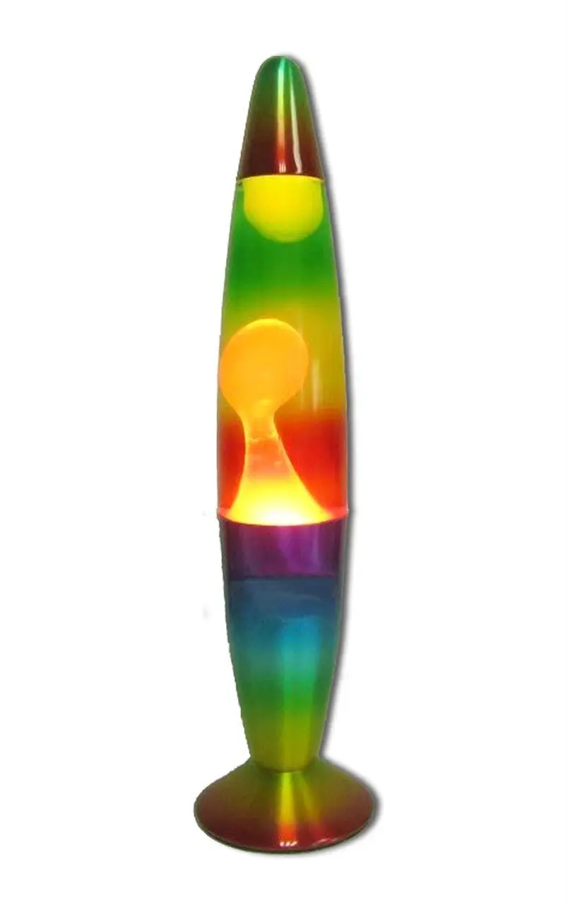 Rainbow Novelty Liquid Lava Lamp Wax Retro Night Light Up Home Decor Set 42cm - Home & Garden