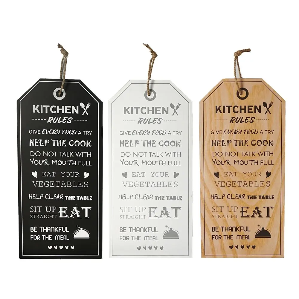3x Unigift Kitchen Rules Plaque 22x55cm Assorted Home/Lounge Decor Wall Art - Home & Garden
