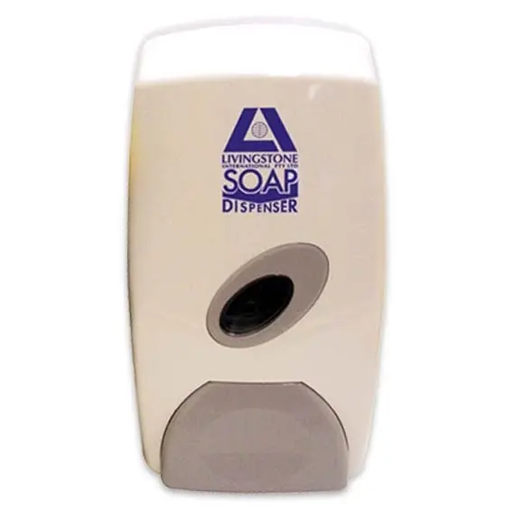 Livingstone Liquid Soap Dispenser Manual Push 1L White 13.7 x10 x24cm Wall Mountable - Commercial