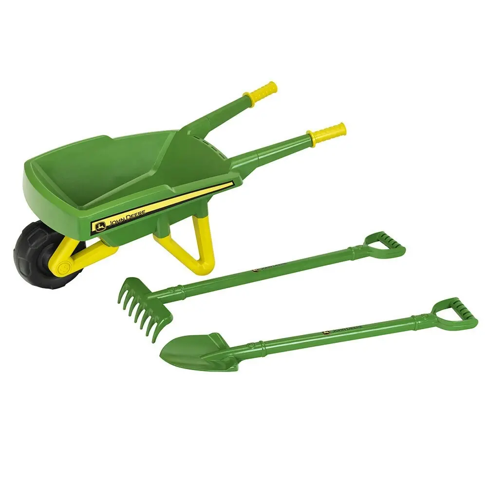 John Deere Kids/Childrens Wheelbarrow Gardening Pretend Play Toy Set 78cm 3Y+ - Toys & Games