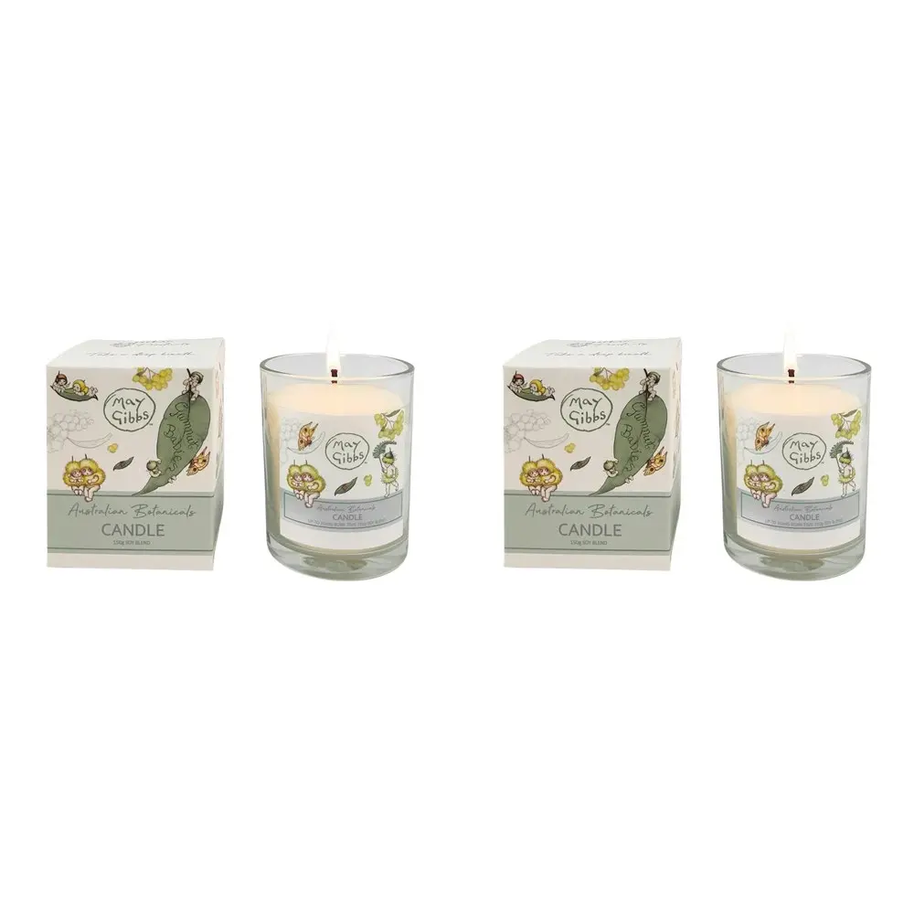 2x Urban Australian Botanicals May Gibbs 150g Soy Blend Glass Candle Green/YLLW - Home & Garden