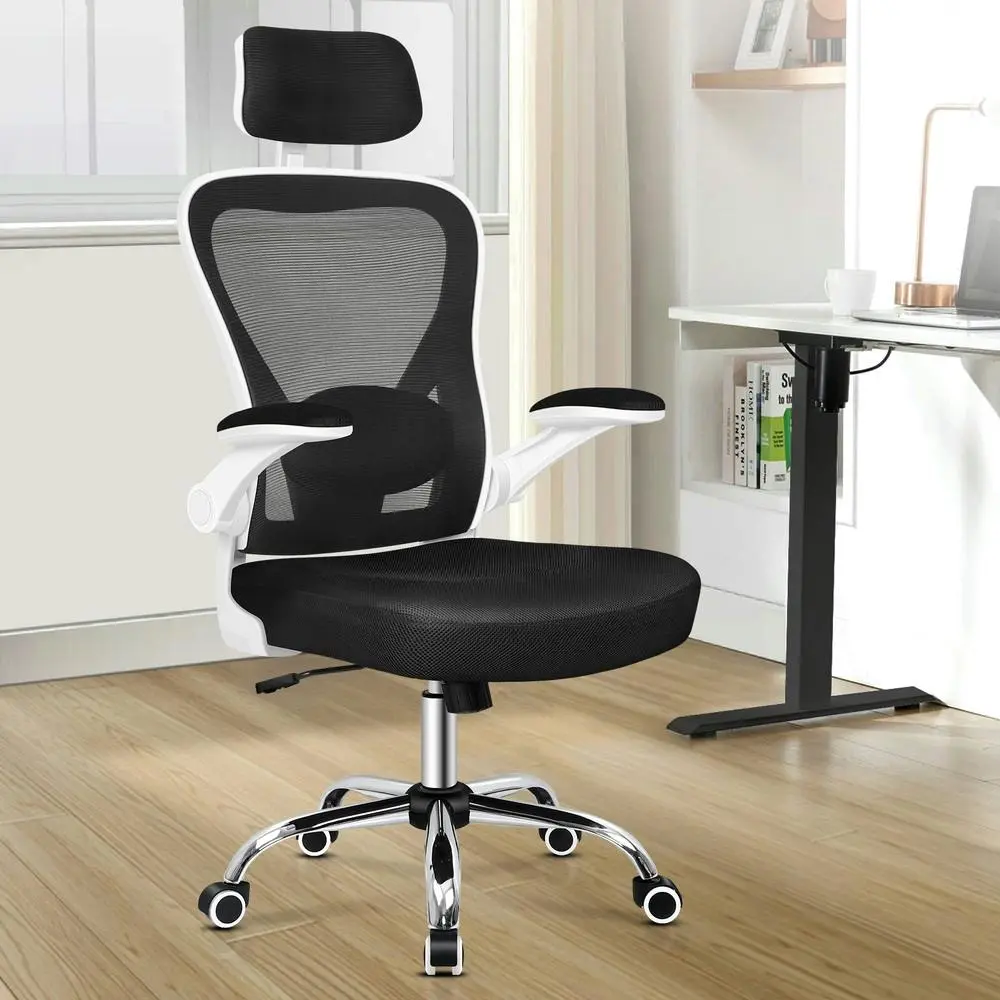 Alfordson Mesh Office Chair Executive Computer Gaming Fabric Seat Black White - Save up to 70% Off Office Furniture Specials