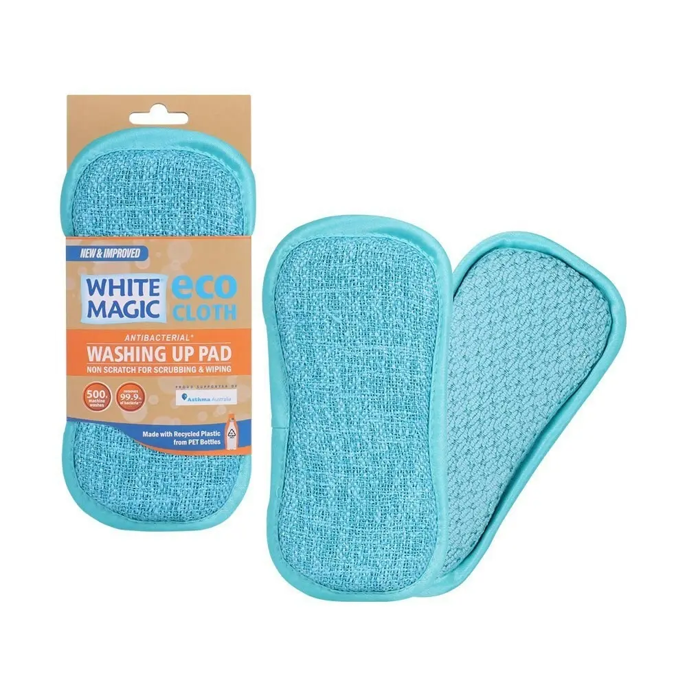 White Magic Double-Sided Dish Washing Up Pad Cleaning Sponge Scrubbing Sea Blue