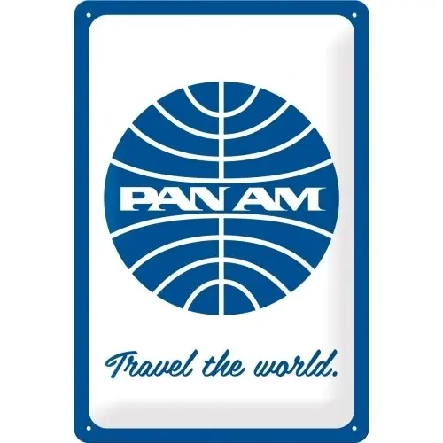 Nostalgic Art 20x30cm Metal Wall Hanging Sign Pan Am Travel The World Home Decor - Home & Garden