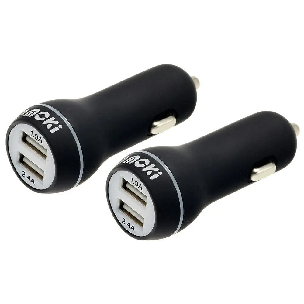 2PK Moki Dual Port USB Car Charger Socket 3.4A for Apple iPhone X XS/Samsung BLK - Electronics