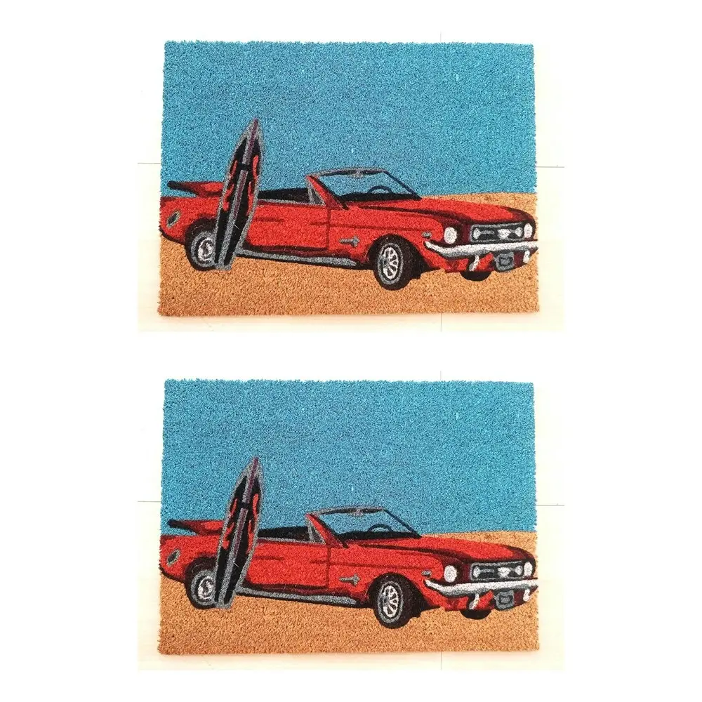2PK Solemate Latex Coir Mustang 40x55cm Stylish Durable Outdoor Front Doormat - Home & Garden