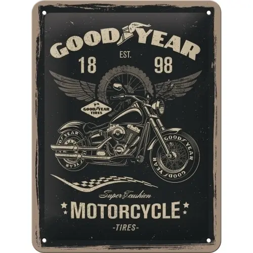Nostalgic Art 15x20cm Small Wall Hanging Metal Sign Goodyear Motorcycle Decor - Home & Garden