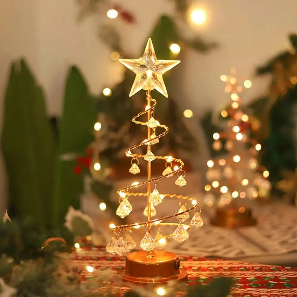 LED Christmas Tree Lights Decorations Crystal Christmas Tree Night Light - Home & Garden