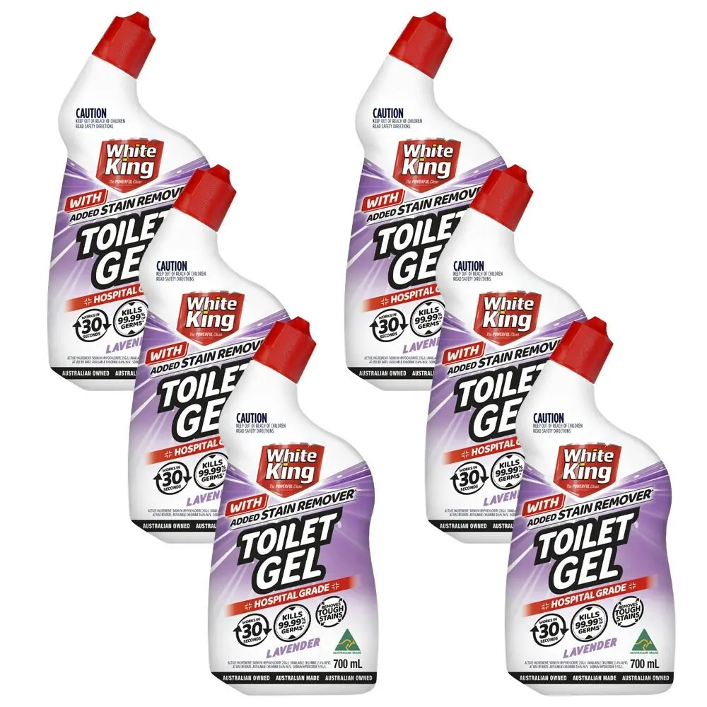 6x White King Bathroom Toilet Gel With Stain Remover Cleaner Lavender 700ml - Home & Garden