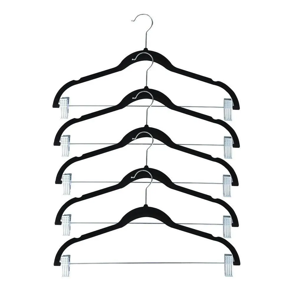 5pc Boxsweden Velvet Clothes/Pants/Trousers Hanging Hanger w/ Chrome Bar/Clips - Home & Garden