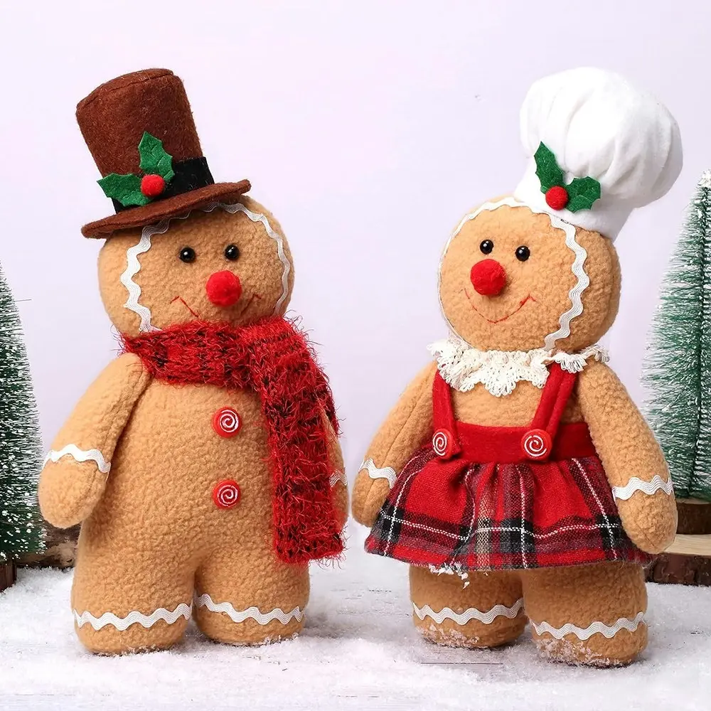 2Pcs 30cm Christmas Gingerbread Man Doll Ornaments Indoor Home Party Gift Decor - Home & Garden